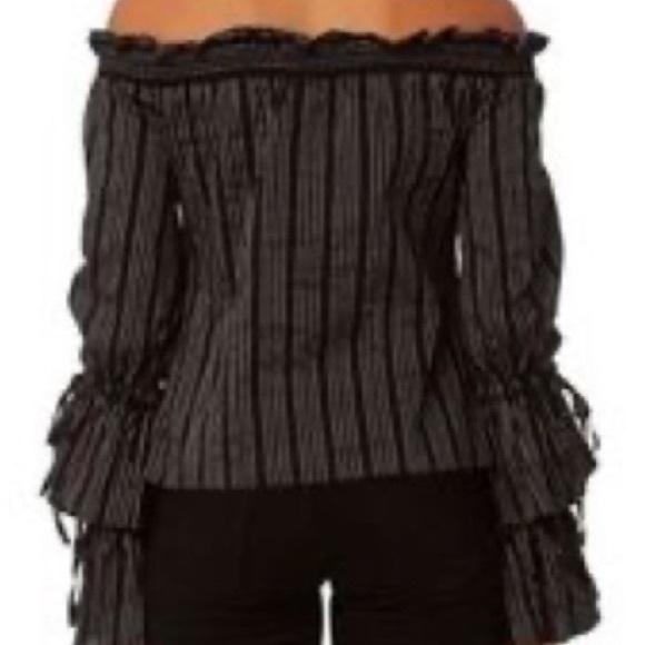 INTERMIX SOFIA OFF SHOULDER CROPPED SILHOUETTE TOP STRETCHY COTTON BLEND SIZE S - Picture 5 of 8